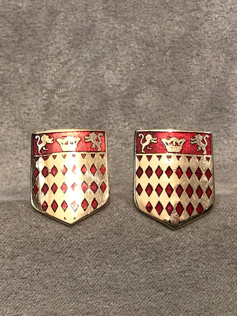 Red and Gold Heraldic Shield Cuff Links